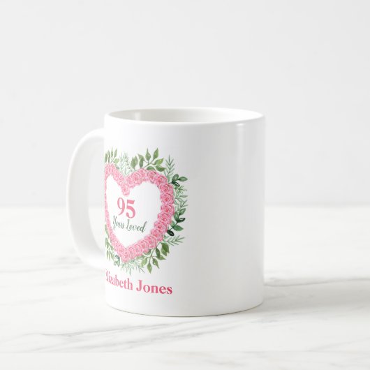 95 Years Loved Personalized 95th Birthday Mug Kaffeetasse (Vorderseite Links)