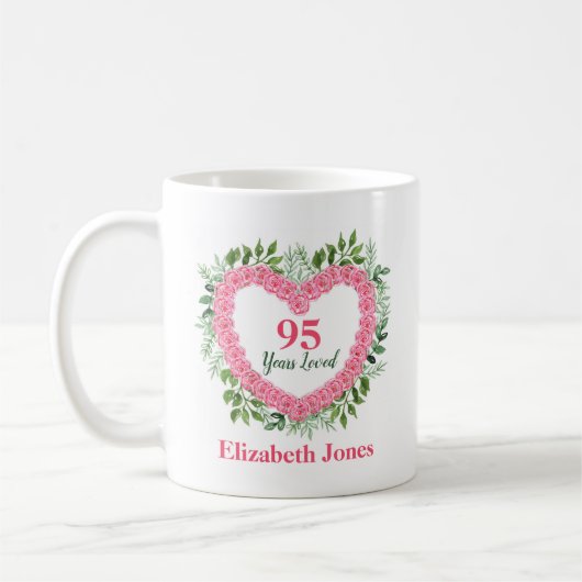 95 Years Loved Personalized 95th Birthday Mug Kaffeetasse (Links)