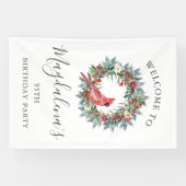 95th Birthday Banner Red Cardinal Custom Welcome (Horizontal)
