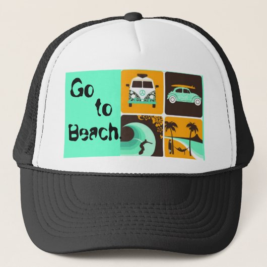 964206652, Go, du, Beach_., das, Truckerkappe (Vorderseite)