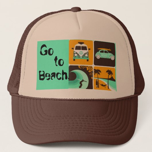 964206652, Go, du, Beach_., das, Truckerkappe (Vorderseite)