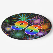 96. Event - Spaß, farbenfroh, kühl, Regenbogen 96 Pappteller (Schrägansicht)