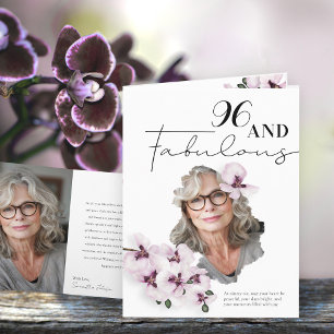 96 & Fabulous Orchid-Foto-Geburtstagskarte Karte