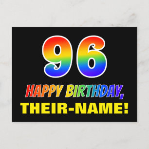 96. Geburtstag: Bold, Fun, Simple, Rainbow 96 Postkarte