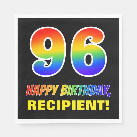 96. Geburtstag: Bold, Fun, Simple, Rainbow 96 Serviette (Vorderseite)