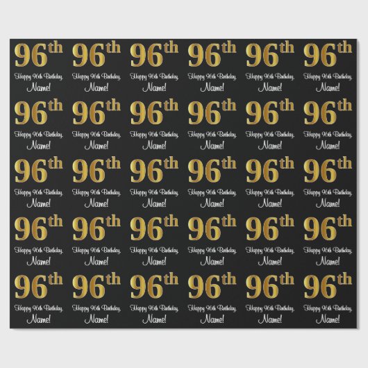 96. Geburtstag: Elegante Luxury Imitate Gold Look Geschenkpapier (Flach)