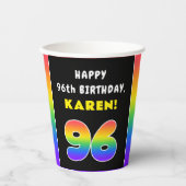 96. Geburtstag: Farbiger Regenbogen Nr. 96, Indivi Pappbecher (Vorderseite)
