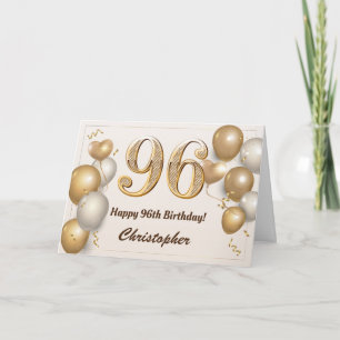 96. Geburtstag Gold Ballons und Confetti Geburtsta Karte