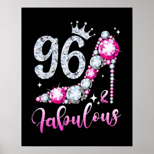 96. Geburtstag High Heel Shoes Crown Diamond Poster (Vorne)