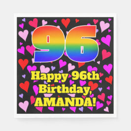 96. Geburtstag: Loving Hearts Pattern, Regenbogen  Serviette