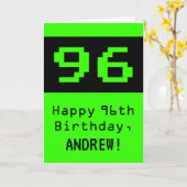 96. Geburtstag: Nerdy / Geeky Style "96" und Name Karte (Gelbe Blume)