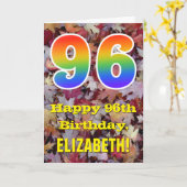 96. Geburtstag; Rustikales Herbst-Blätter; Karte (Gelbe Blume)