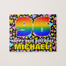 96. Geburtstag — Spaß, Liebende Herzformen + "96"