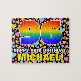 96. Geburtstag — Spaß, Liebende Herzformen + "96" Puzzle