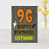 96. Geburtstag: Spooky Halloween Thema, Individuel Karte (Gelbe Blume)