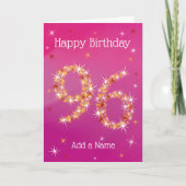 96. Geburtstag - Startnummern - Rosa/Lila- Alter 9 Karte (Vorderseite)