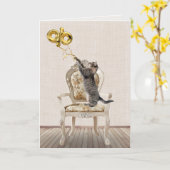 96. Geburtstagsballons und Tabby Cat Karte (Gelbe Blume)