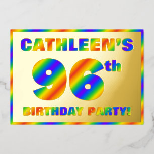 96. Geburtstagsfeier — Lustig, Regenbogen-Spektrum Folieneinladung