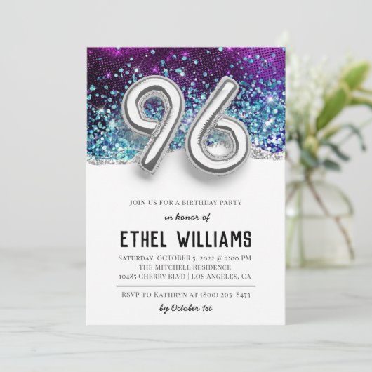 96. Geburtstagsparty Einladung (Stehend Vorderseite)