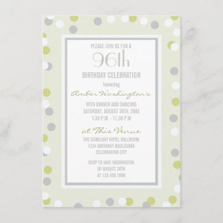 96. Green und Gray Polka Dots and Chevrons Einladung