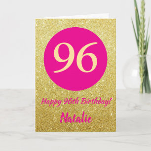96. Happy Birthday Hot Pink und Gold Glitzer Karte