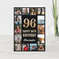 96. Happy Geburtstag Schwarz und Gold Foto Collage
