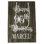 96 th Birthday: Fancy, Falke Wood Look + Custom Na Mittlere Geschenktüte (Rückseite)