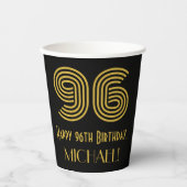 96th Birthday: Art Deco Inspired Look “96” & Name Pappbecher (Vorderseite)