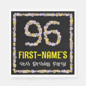 96th Birthday: Floral Flowers Number, Custom Name Serviette (Vorderseite)