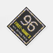 96th Birthday: Floral Flowers Number, Custom Name Serviette (Ecke)