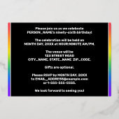 96th Birthday Party — Fun, Colorful Music Symboc Folieneinladung (Rückseite)