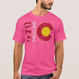 970 Loveland Colorado Landkarte Retro Fade T-Shirt