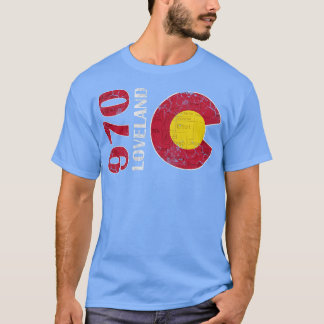 970 Loveland Colorado Landkarte Retro Fade T-Shirt