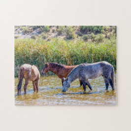 9715-Wilde Mustangs in Fluss Puzzle
