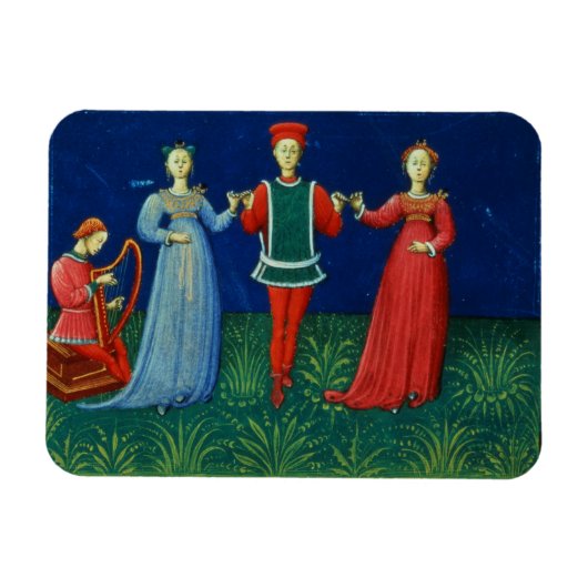 973 f.21v Ein Gentleman tanzt mit zwei Damen, Magnet (Horizontal)