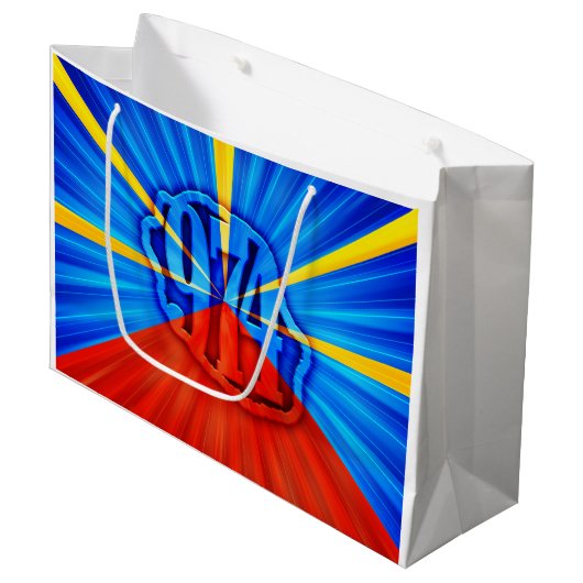 974 Insel (Réunion) - Flagge Große Geschenktüte (Vorderseite Schrägansicht)