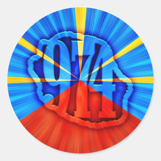 974 Insel (Réunion) - Flagge Runder Aufkleber (Vorderseite)