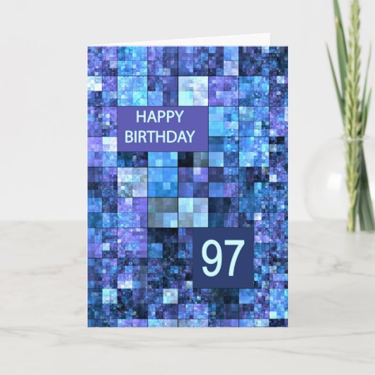 97. Geburtstag, Blue Squares, Karte (Vorderseite)