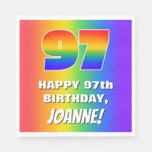 97. Geburtstag: Farbenfroh, Fun Rainbow Pattern #  Serviette