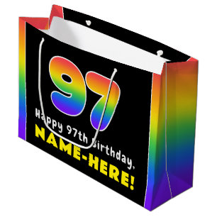 97. Geburtstag: Farbenfroher Regenbogen Nr. 97, In Große Geschenktüte