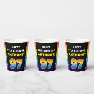 97. Geburtstag: Farbenfroher Regenbogen Nr. 97, In Pappbecher