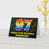 97. Geburtstag: Farbige Musiksymbole & Regenbogen  Karte (Gelbe Blume)