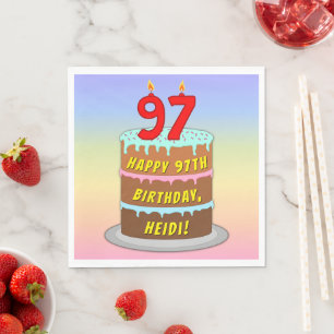 97. Geburtstag: Fun Cake and Candles + Individuell Serviette