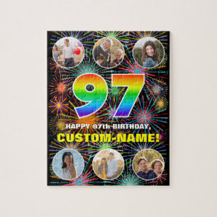 97. Geburtstag: Fun Rainbow #, Individuelle Name + Puzzle