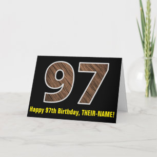 97. Geburtstag: Name + Imitate Holzkörnchen Muster Karte