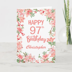 97. Geburtstag Pink Peach Peonies Aquarell Floral Karte