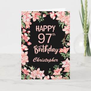 97. Geburtstag Pink Peach Wasserfarbe Schwarz Karte
