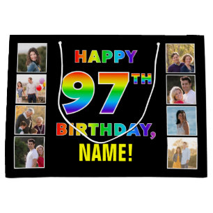 97. Geburtstag: Regenbogentext, benutzerdefinierte Große Geschenktüte