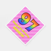 97. Geburtstag: Rosa Streifen & Herz, Regenbogen # Serviette (Ecke)