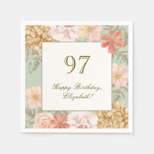97. Geburtstag Serviette Herbstfarben Floral Sage